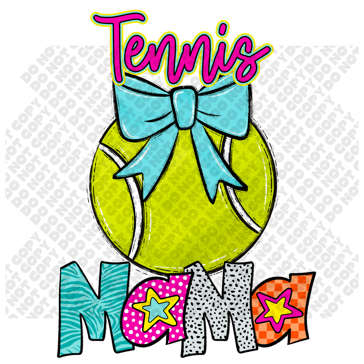 Tennis MAMA Star Colorful DTF Transfer