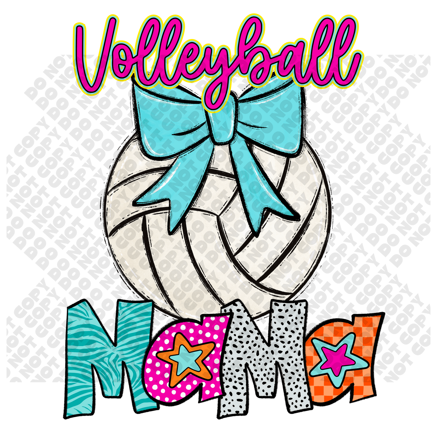 Volleyball MAMA Star Colorful DTF Transfer