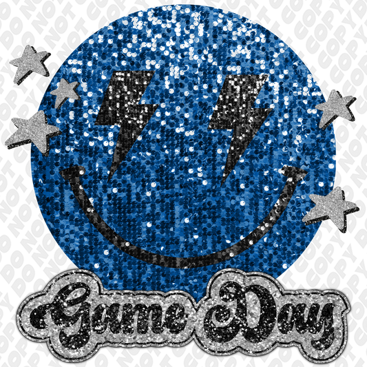 Game Day Glitter Smiley Face DTF Transfer
