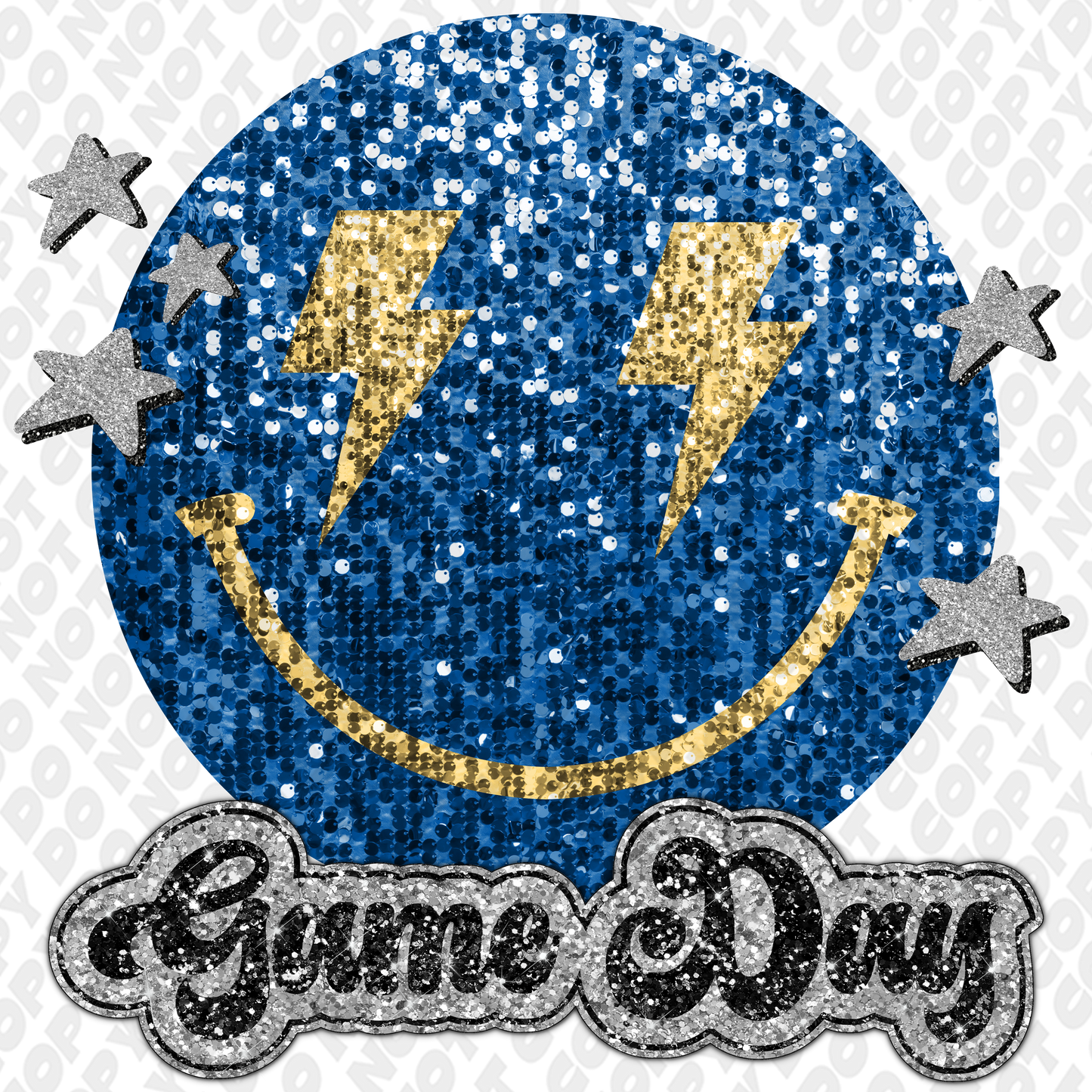 Game Day Glitter Smiley Face DTF Transfer