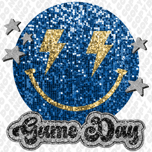 Game Day Glitter Smiley Face DTF Transfer