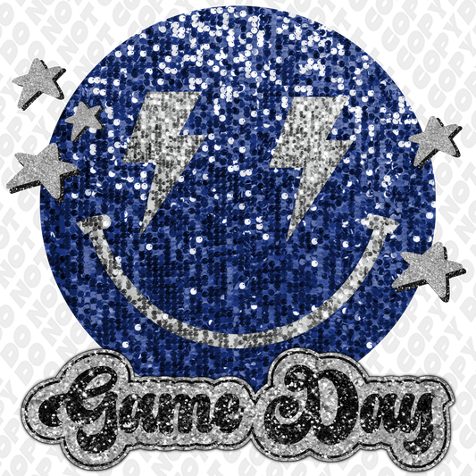 Game Day Glitter Smiley Face DTF Transfer