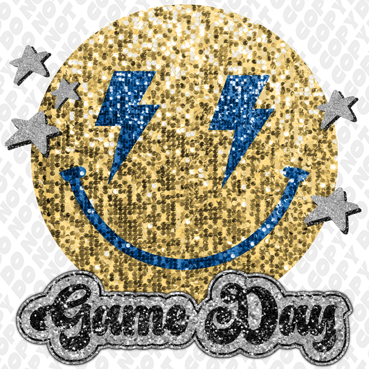 Game Day Glitter Smiley Face DTF Transfer