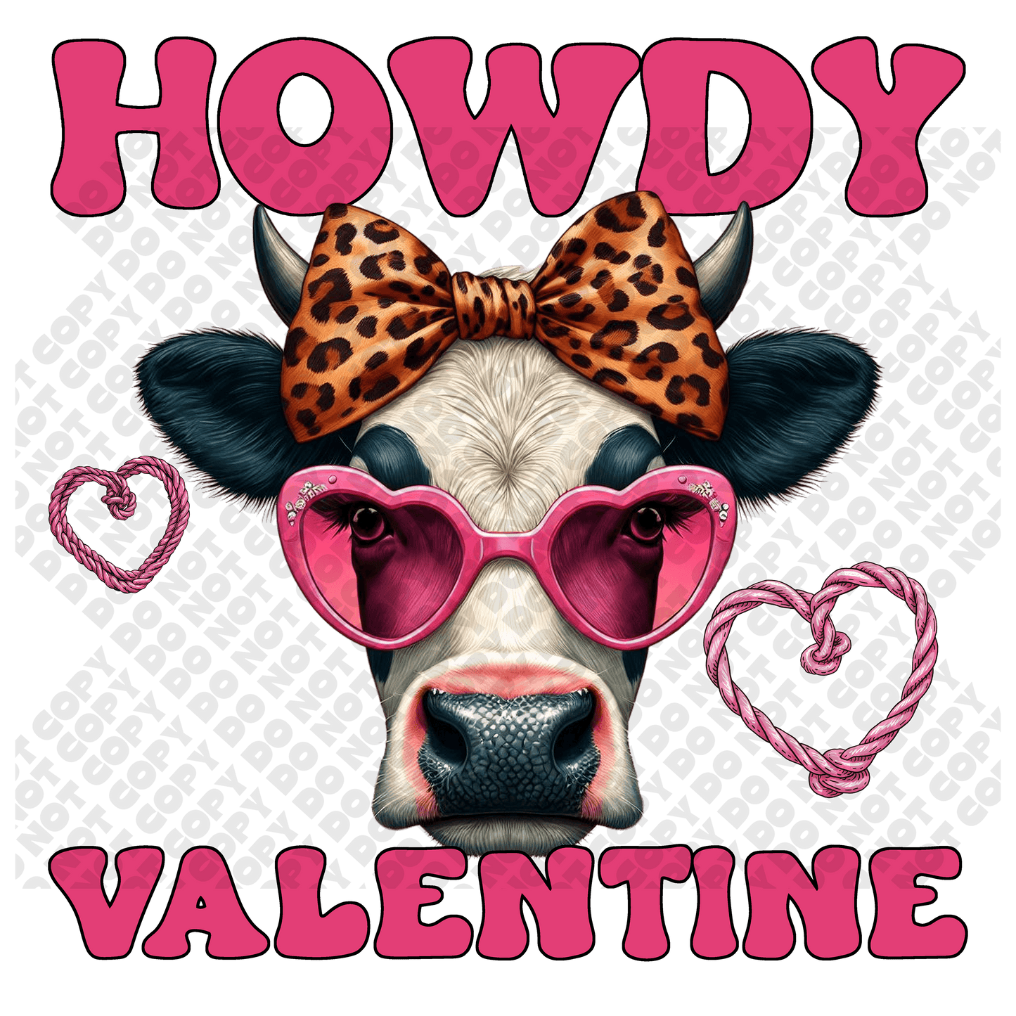 Howdy Heifer Cow Valentine DTF Transfer