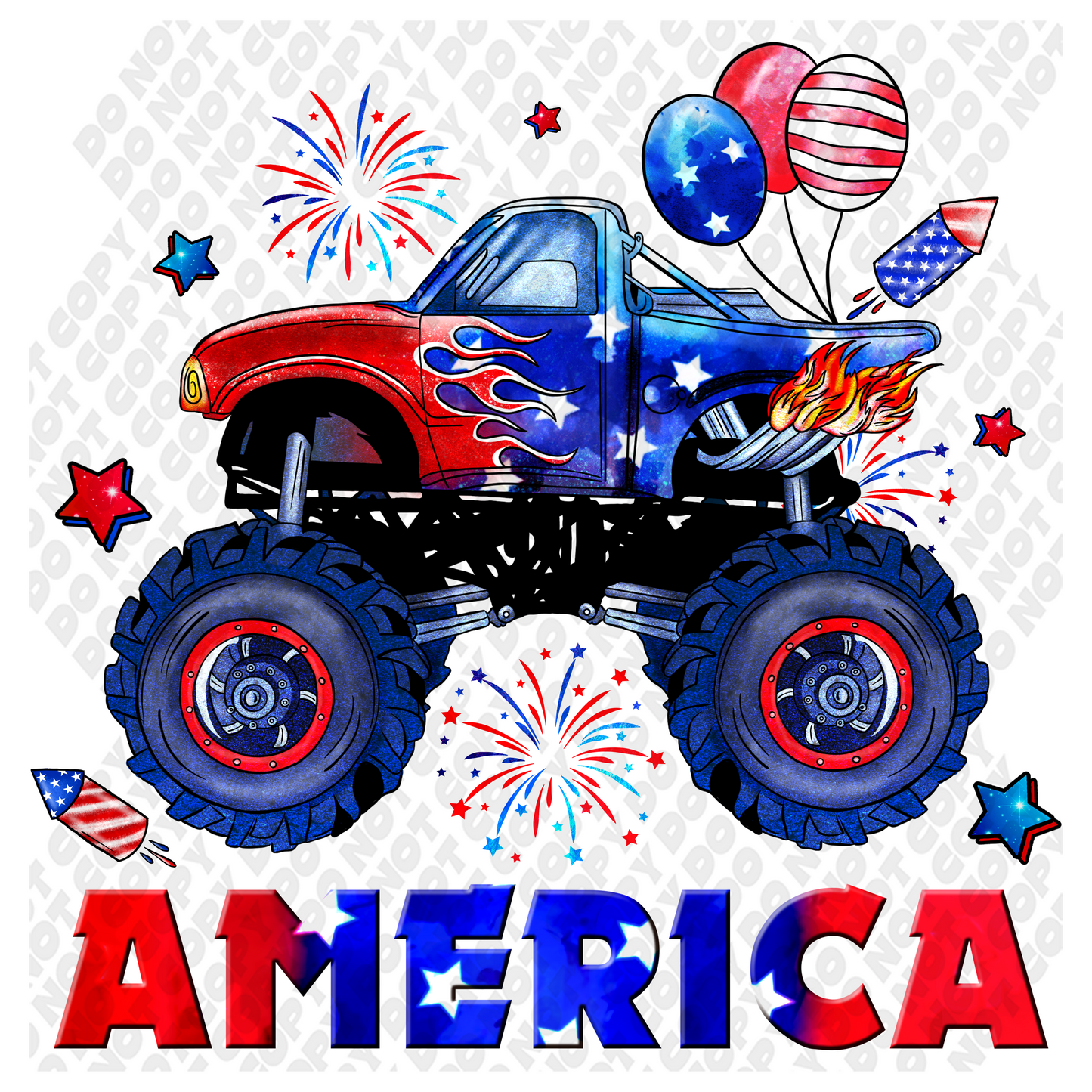 Monster Truck America 4th of July DTF Transfer