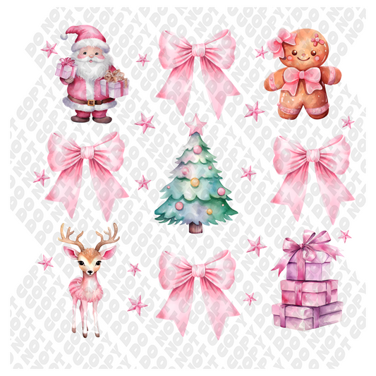 Pink Christmas Tree DTF Transfer