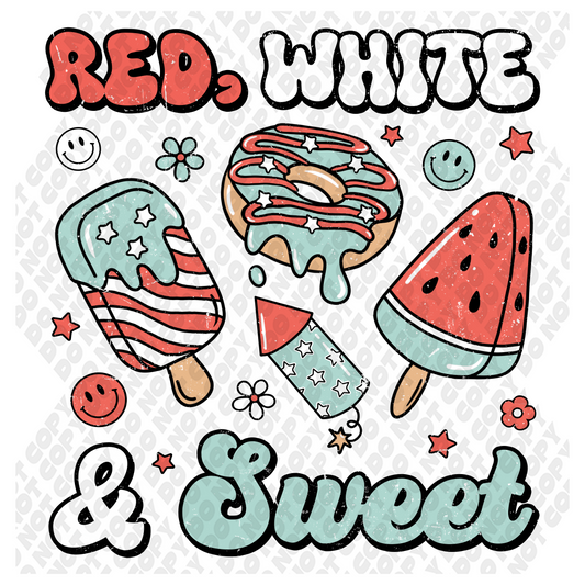 Red White & Sweet 4th of July DTF Transfer
