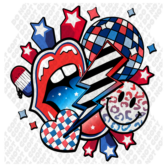 Retro 80s 4th of July DTF Transfer