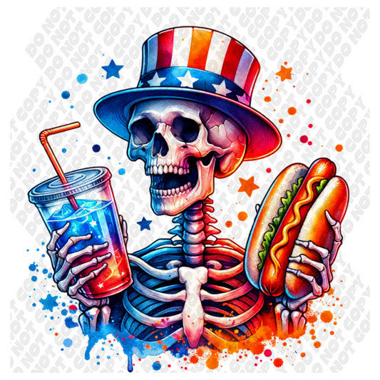 Skeleton 4th July DTF Transfer