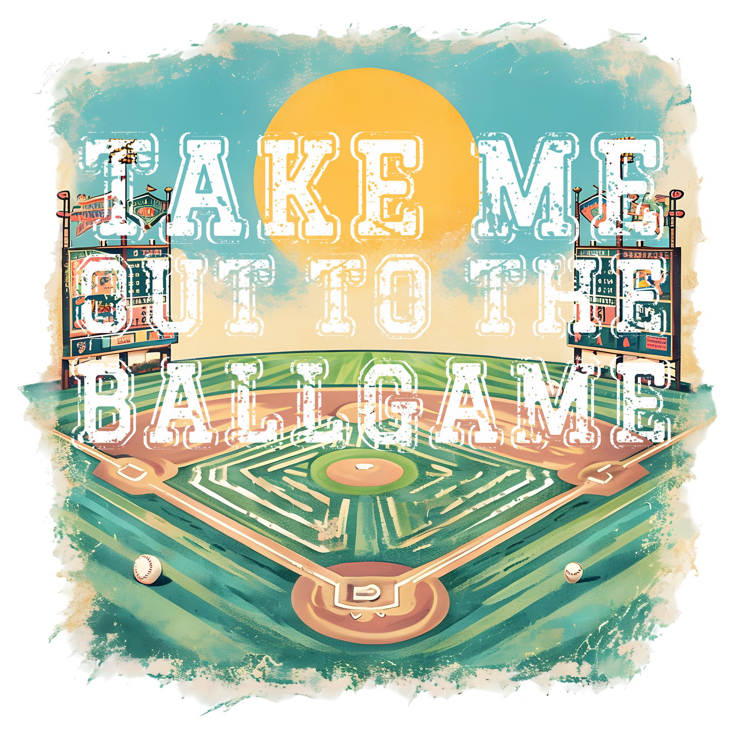 Take Me To The Ball Game Baseball Field DTF Transfer