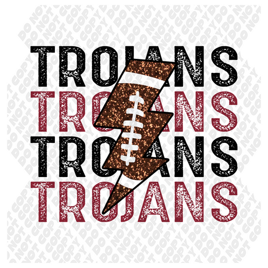 Trojans Lightning Bolt Football DTF Transfer