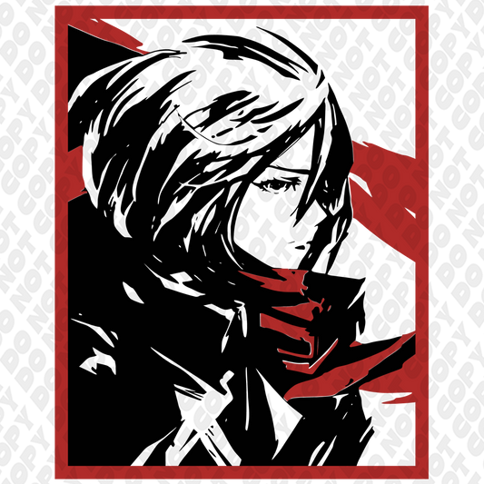 Mikasa Ackerman Poster Red Border