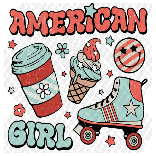 American Girl 4th of July DTF Transfer
