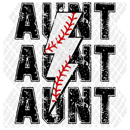 Aunt Baseball Bolt DTF Transfer