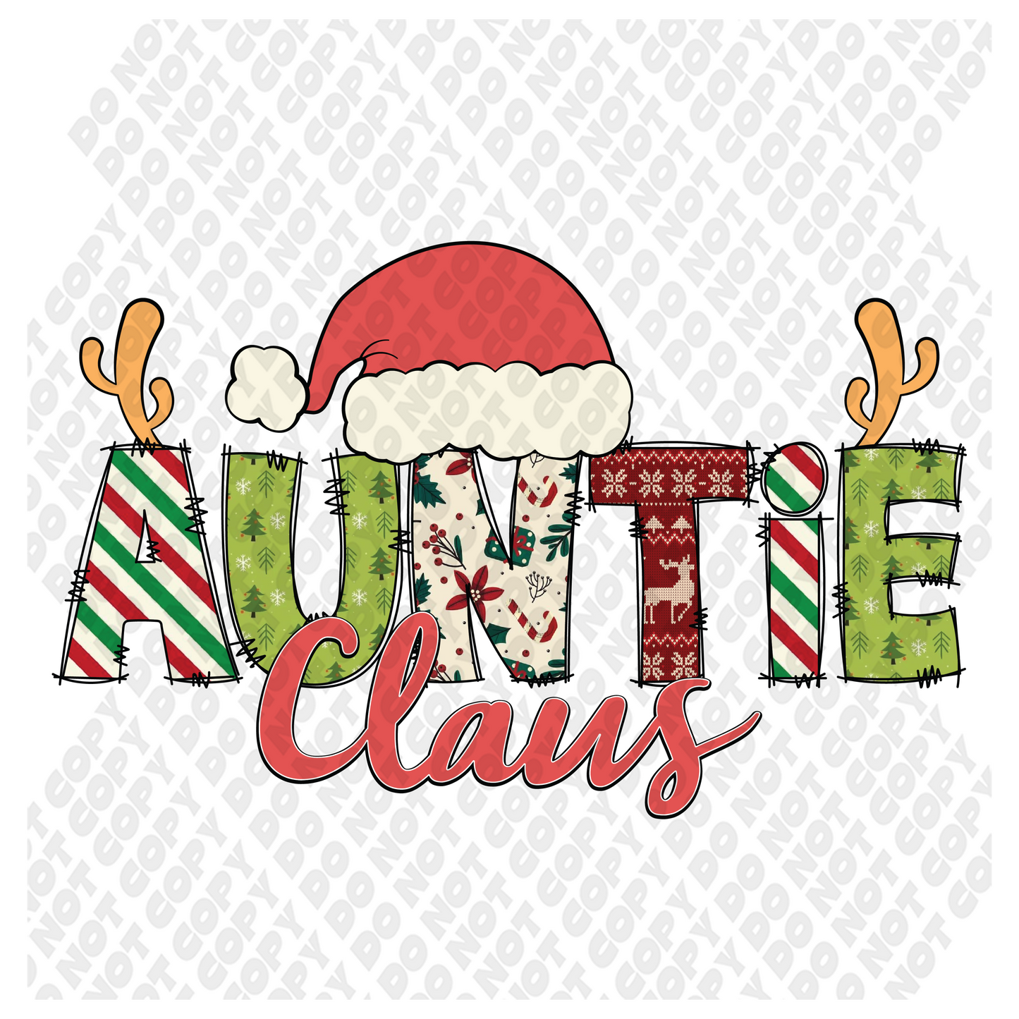 Auntie Claus Christmas DTF Transfer