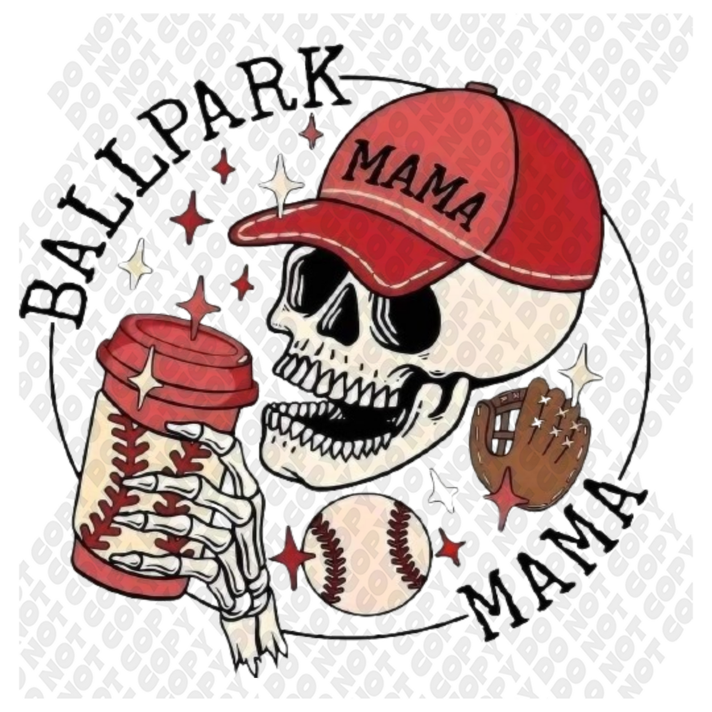 Ballpark Mama Skeleton DTF Transfer