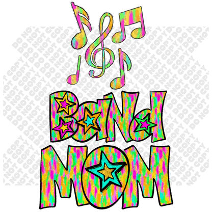 Band Mom Star Colorful DTF Transfer