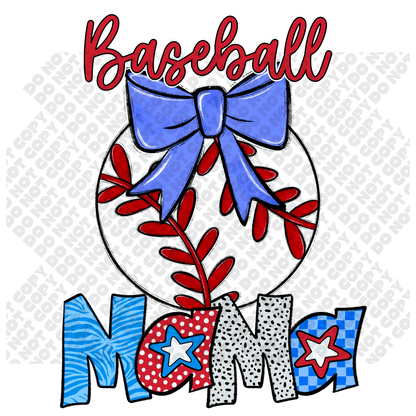 Baseball MAMA Star Colorful DTF Transfer