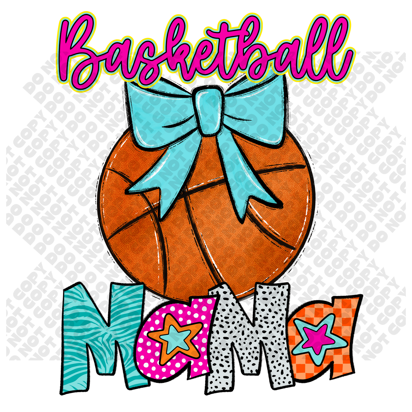 Basketball MAMA Star Colorful DTF Transfer
