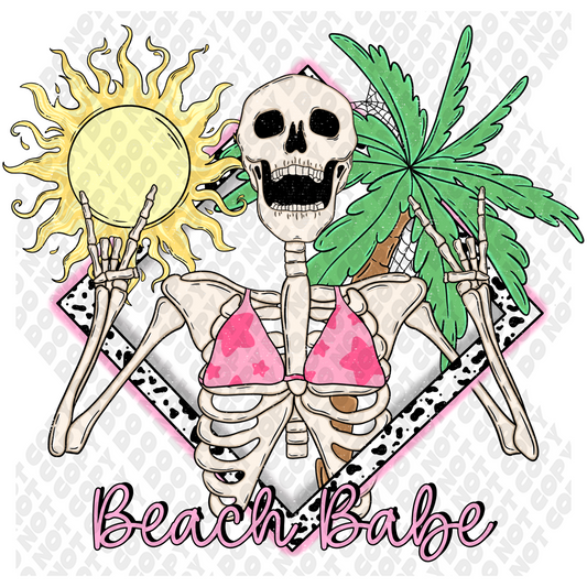 Beach Babe Skeleton DTF Transfer