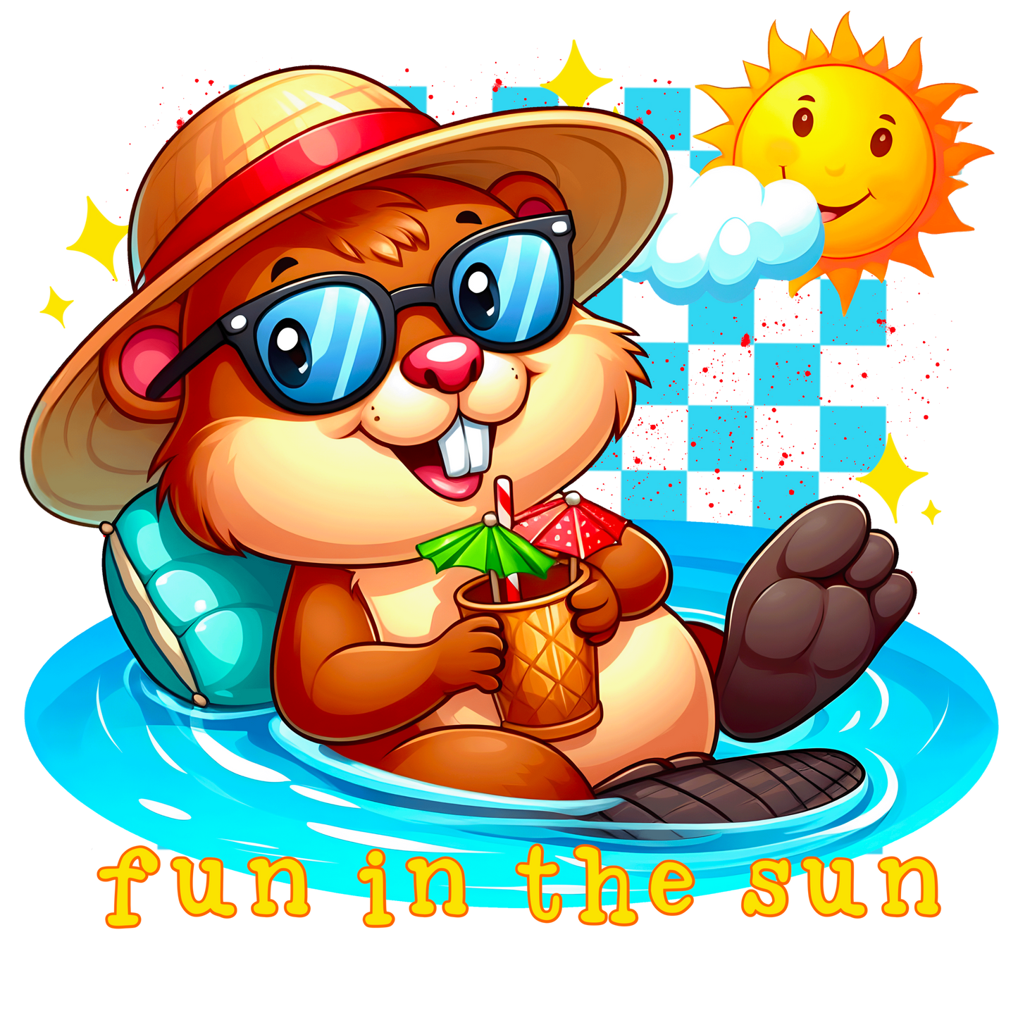 Fun in The Sun Summertime Beaver DTF Transfer