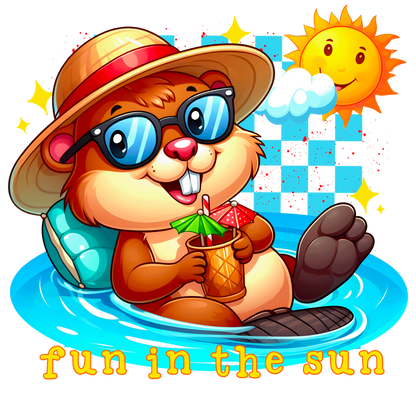Fun in The Sun Summertime Beaver DTF Transfer
