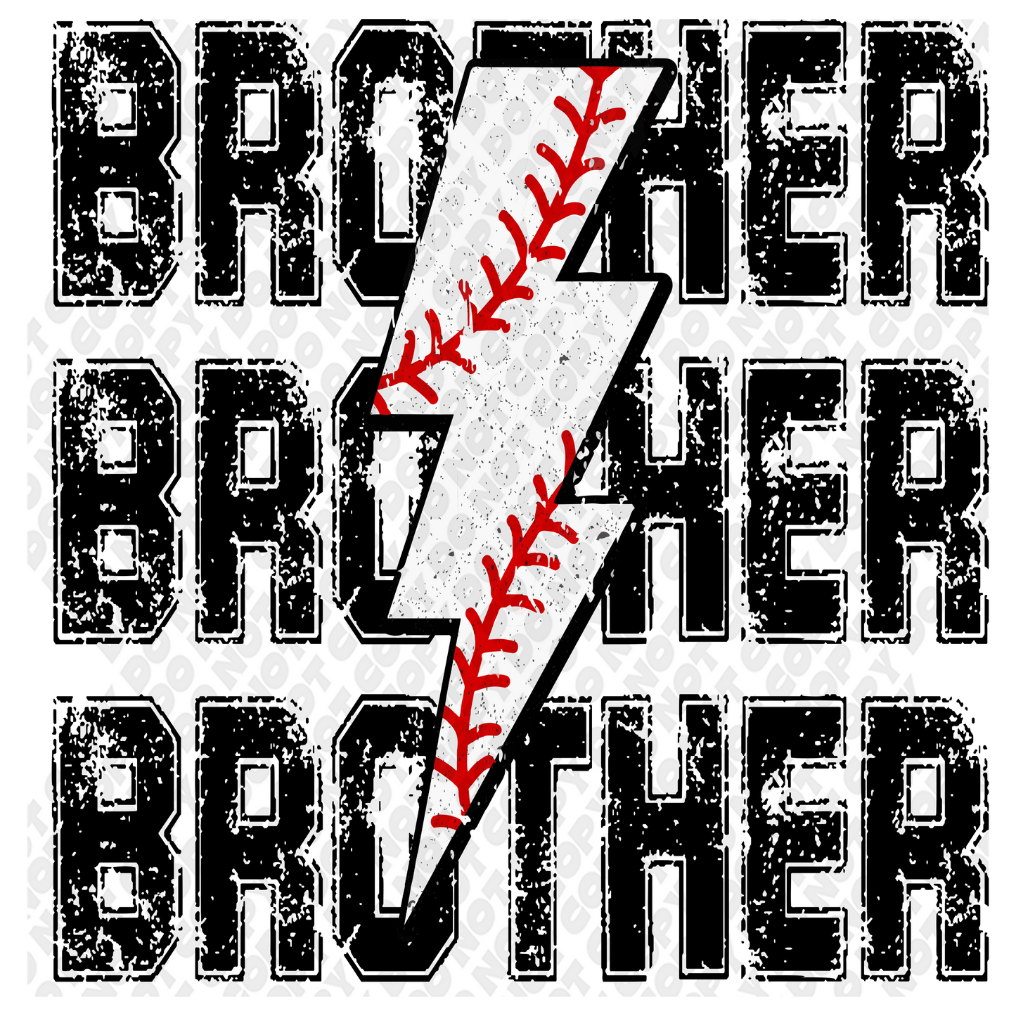 Brother Baseball Lighting Bolt DTF Transfer