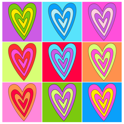 Colored Hearts DTF Transfer