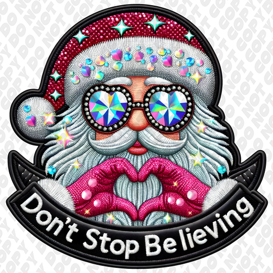 Don't Stop Believing Santa DTF Transfer