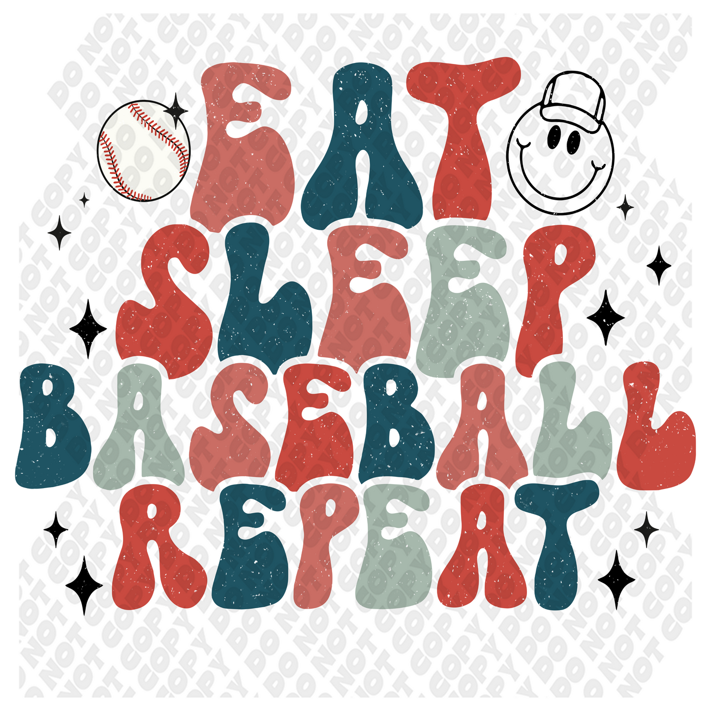 Eat Sleep Baseball Repeat DTF Transfer