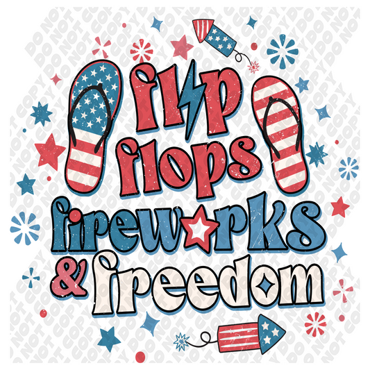 Flip Flops Fireworks & Freedom Transfer