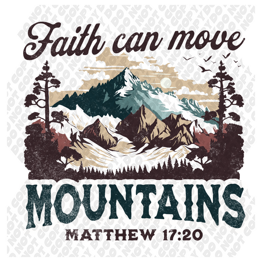 Faith Can Move Mountains Distressed DTF Transfer