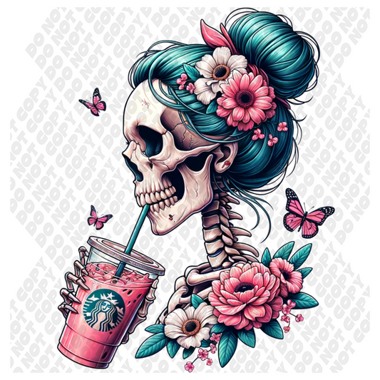 Skeleton Coffee DTF Transfer