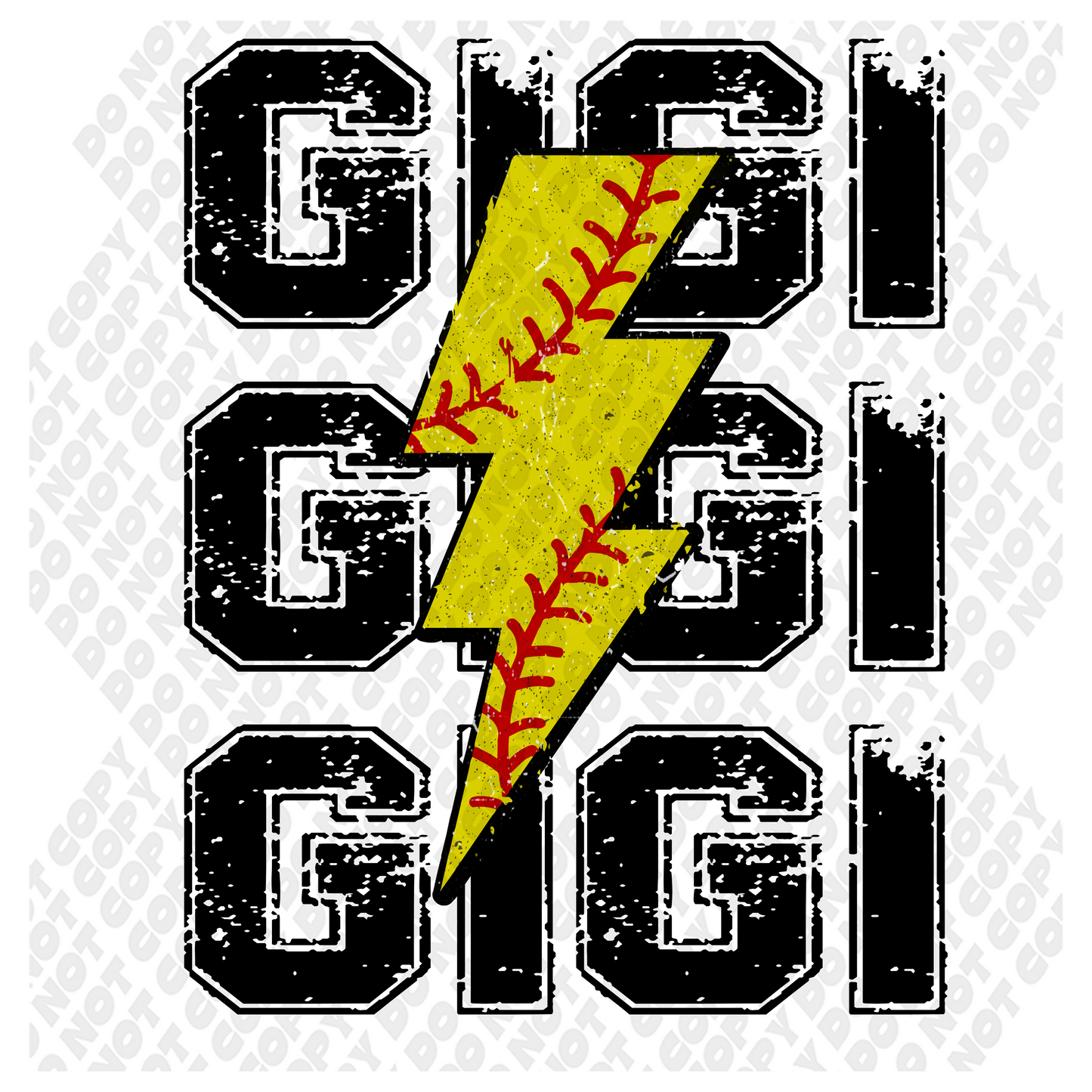 GiGi Softball Bolt DTF Transfer