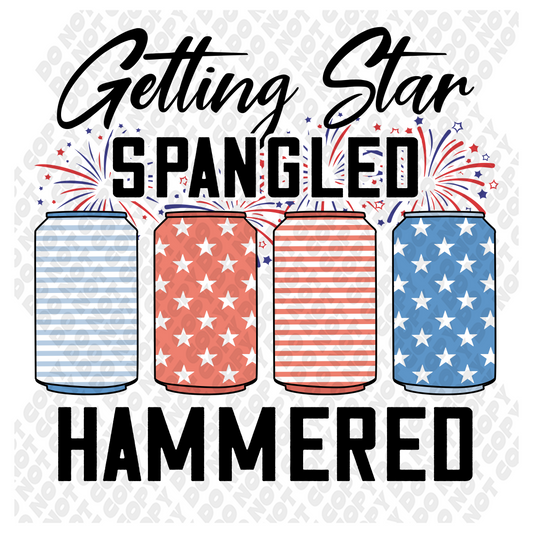 Getting Star Spangled Hammered Beer 4th of July DTF Transfer