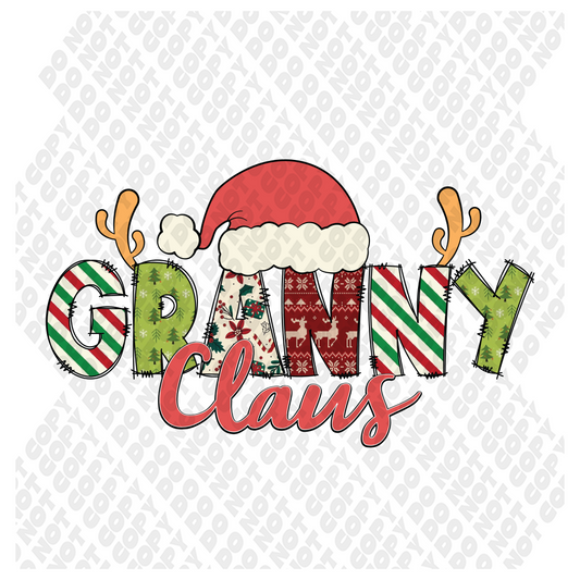 Granny Claus Christmas DTF Transfer