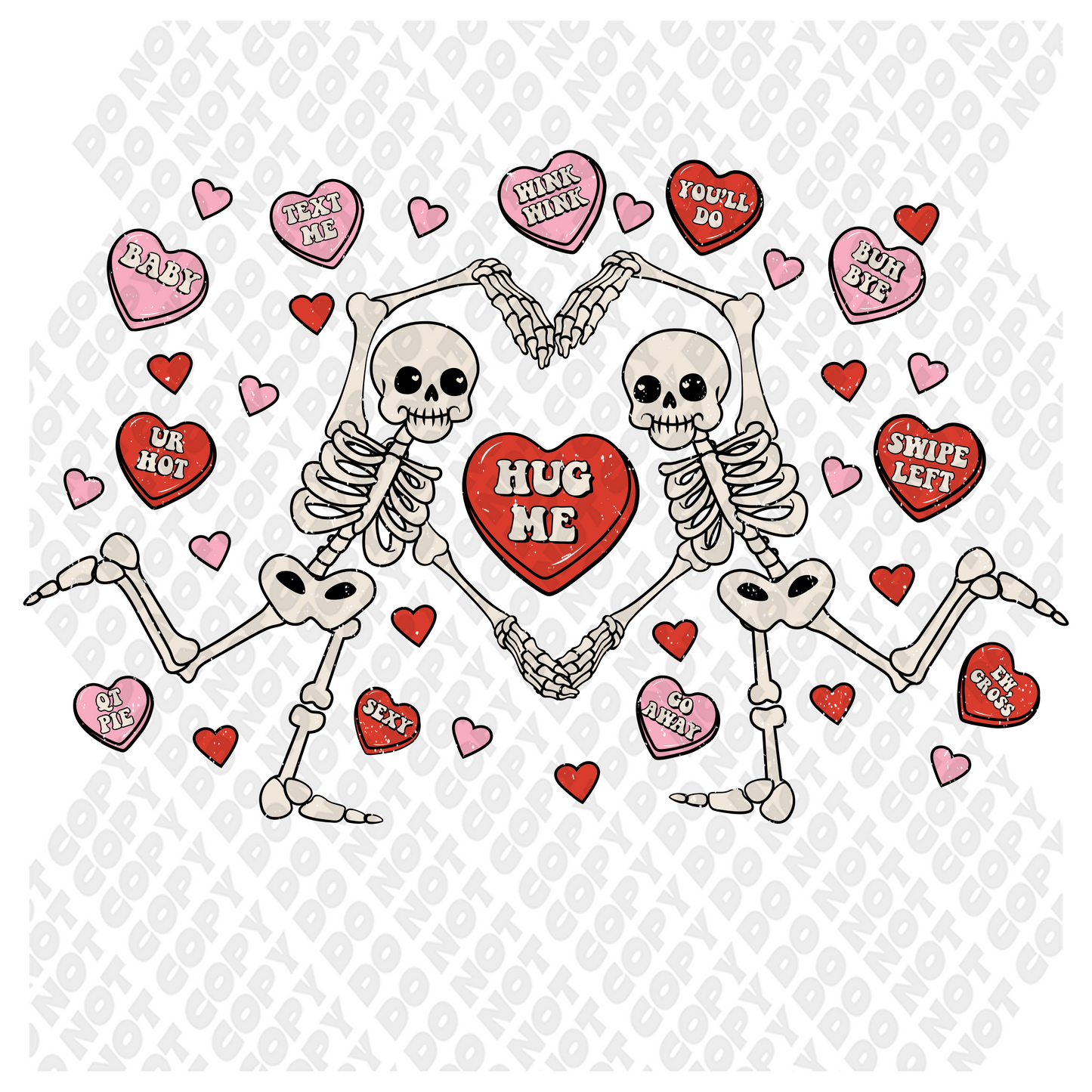 Skeleton Hug Me Valentine Transfer