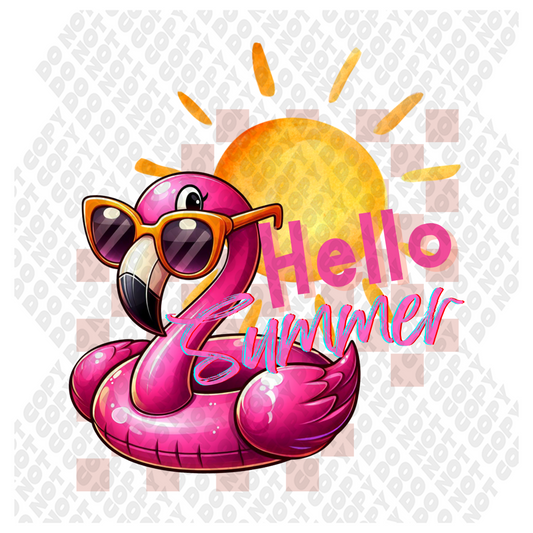 Hello Summer Flamingo DTF Transfer