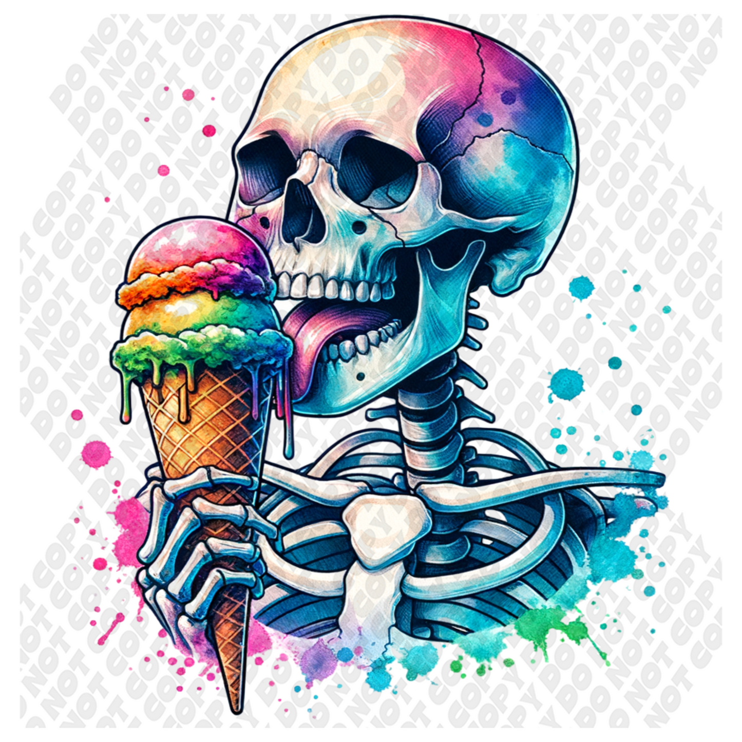 Ice Cream Skeleton DTF Transfer