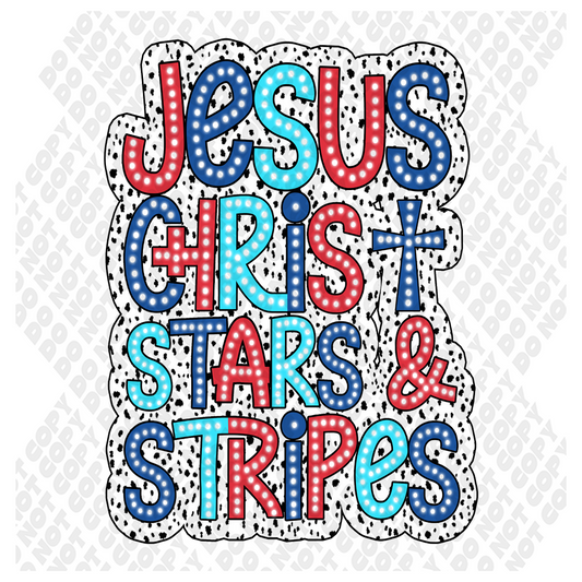 Jesus Christ Stars And Stripes DTF Transfer