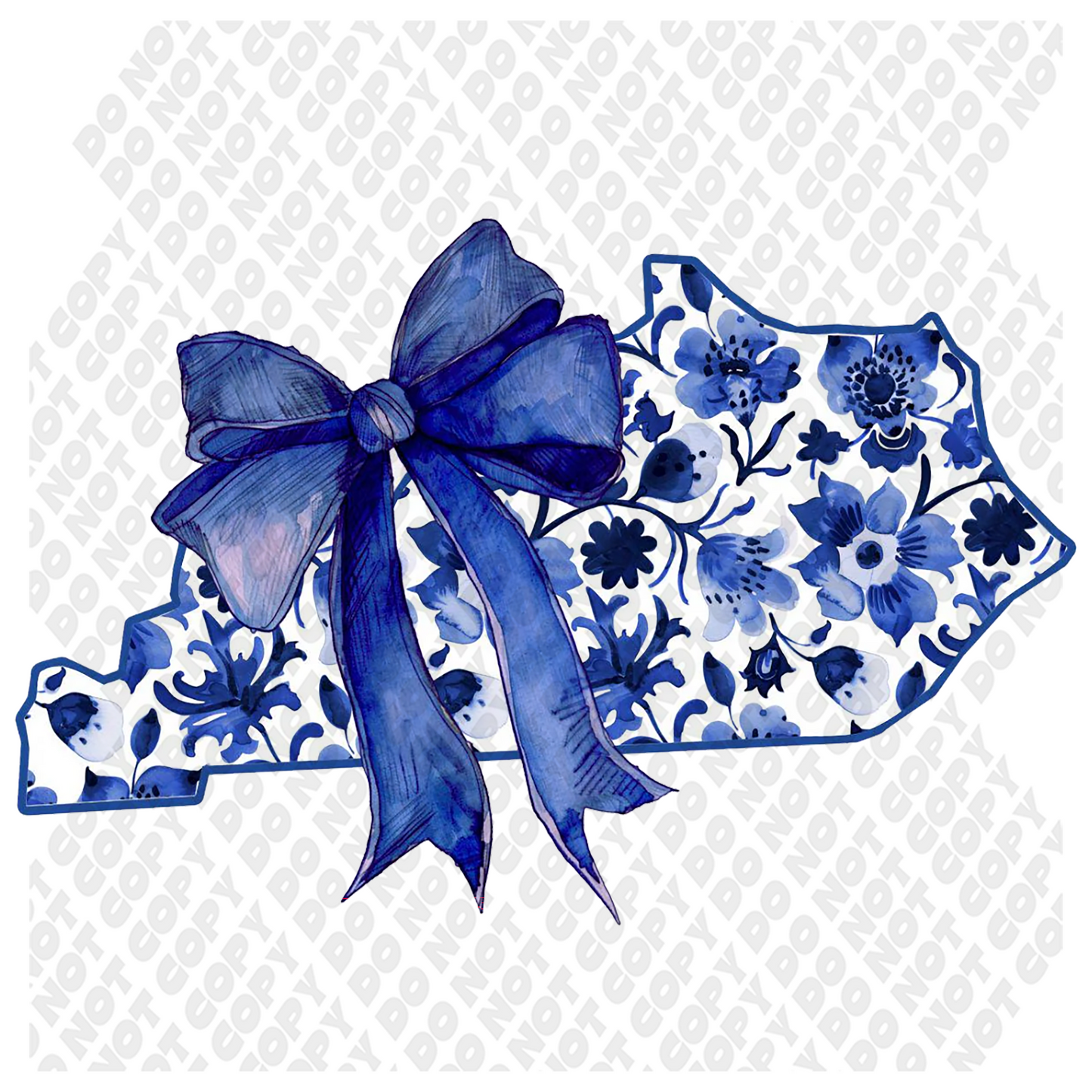 Kentucky Blue Floral with Blue Bow DTF Transfer