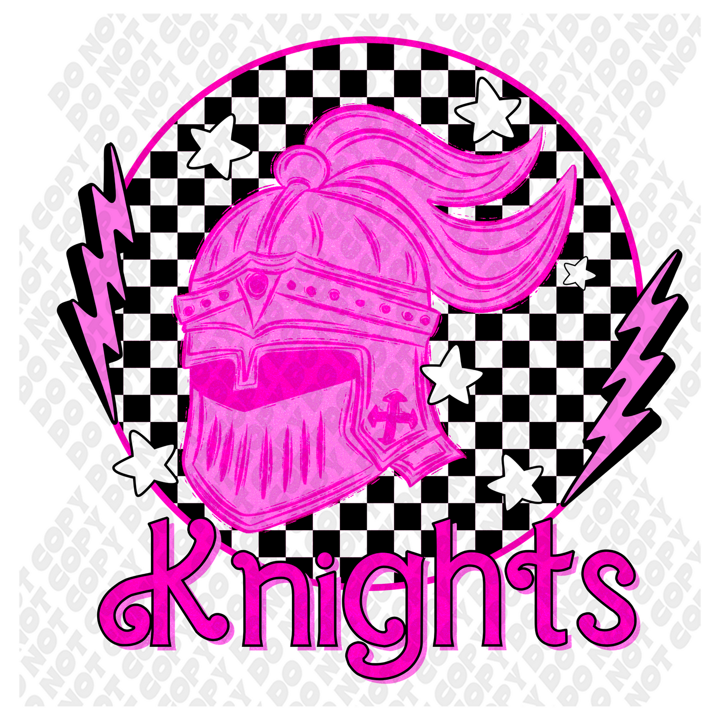 Pink Out Knights Mascot DTF Transfer