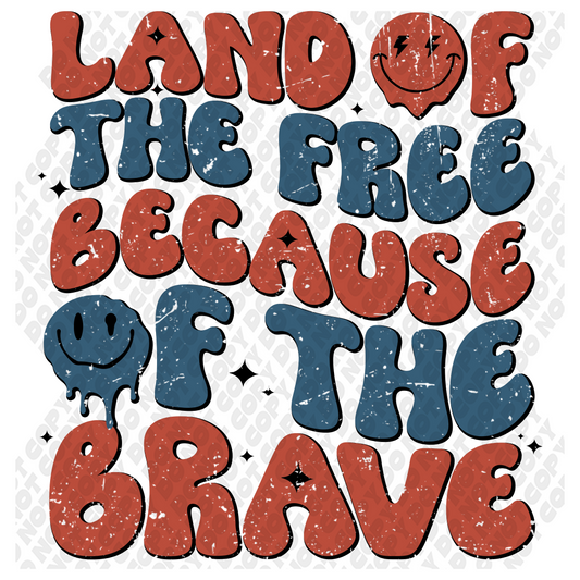 Land Of The Free Because Of The Brave 4th of July DTF Transfer