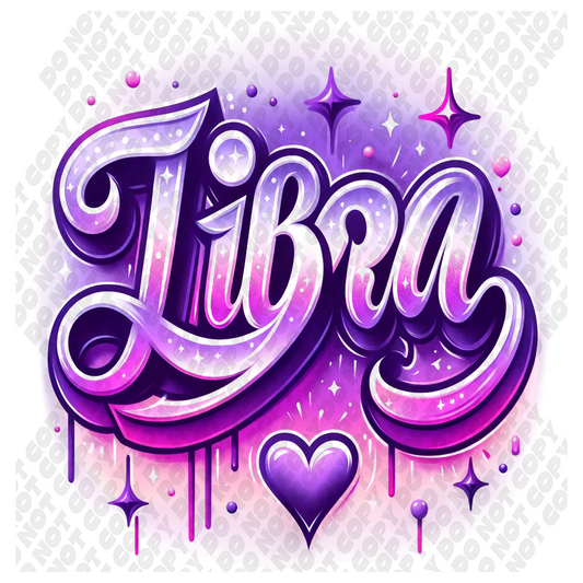 Libra Astrological Purple DTF Transfer