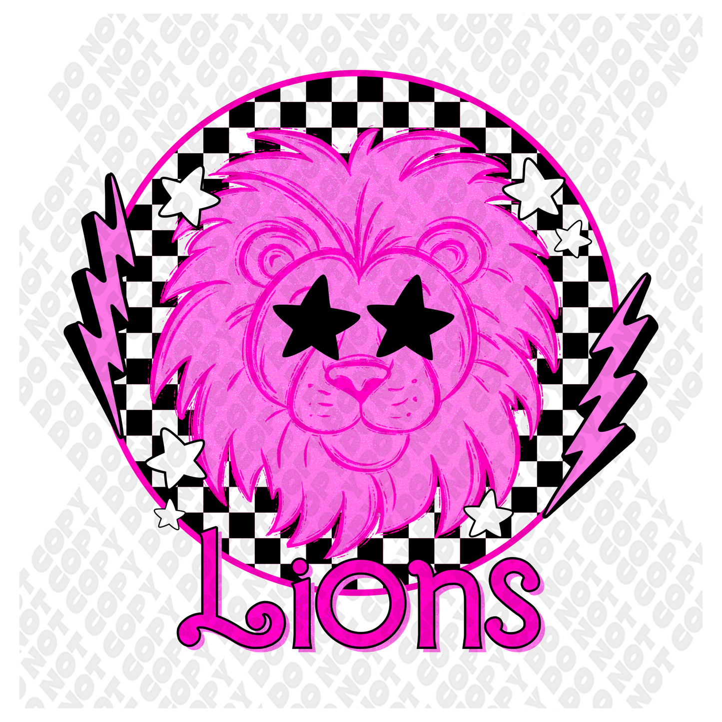 Pink Out Lions Mascot DTF Transfer