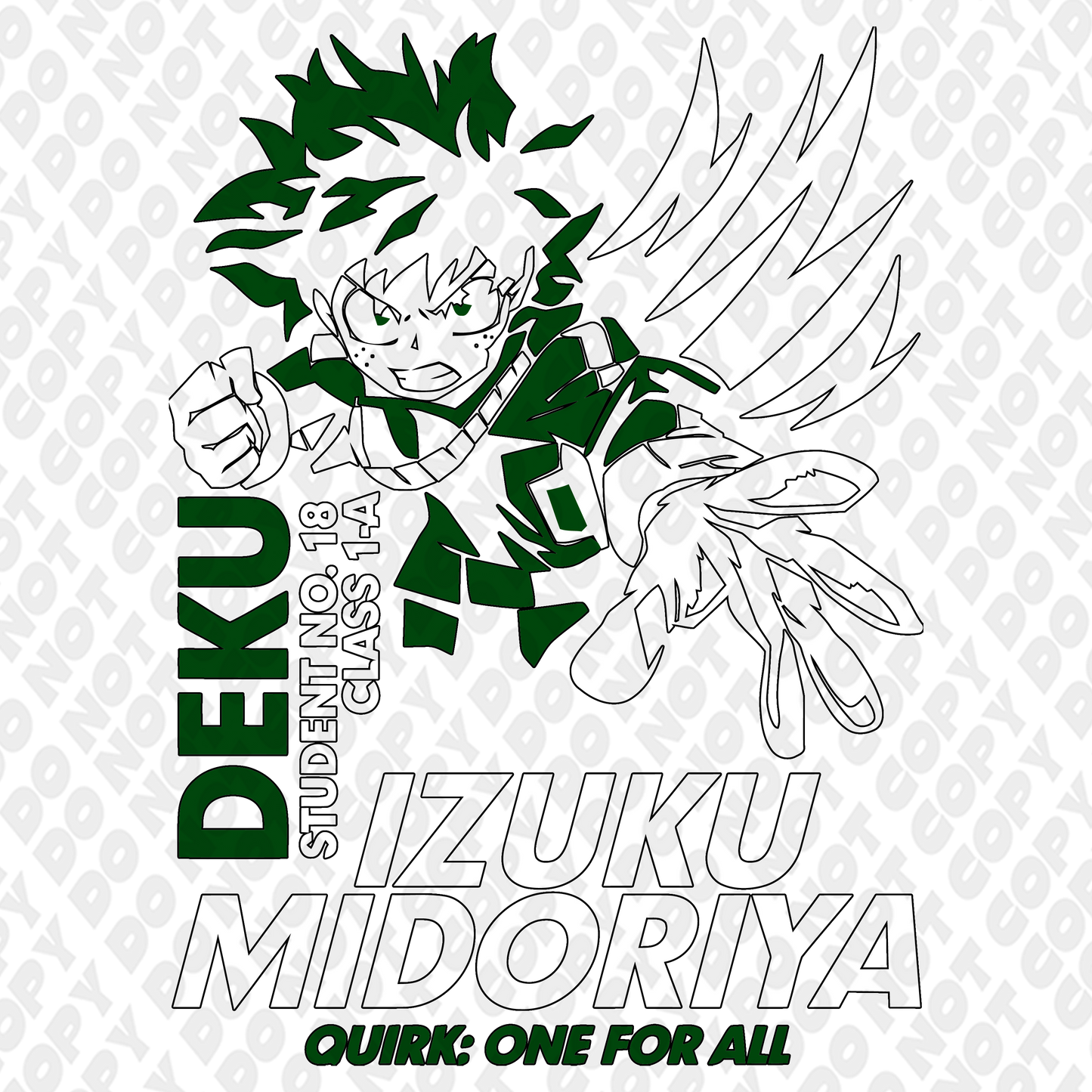 Midoriya Attack Green Outline