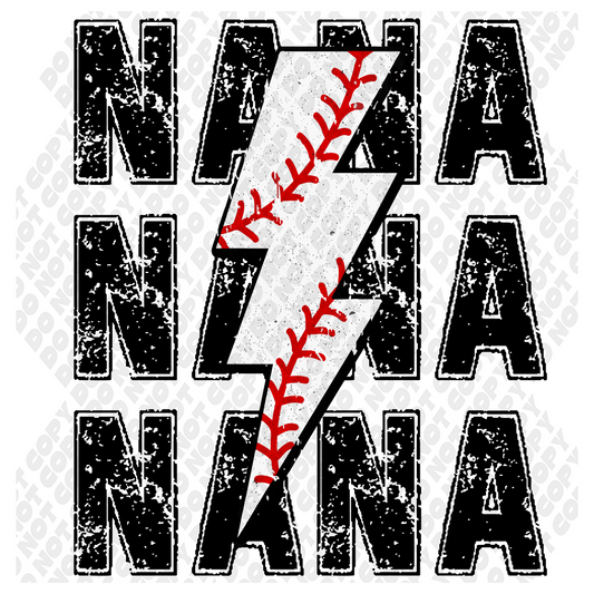 Baseball Nana Bolt DTF Transfer