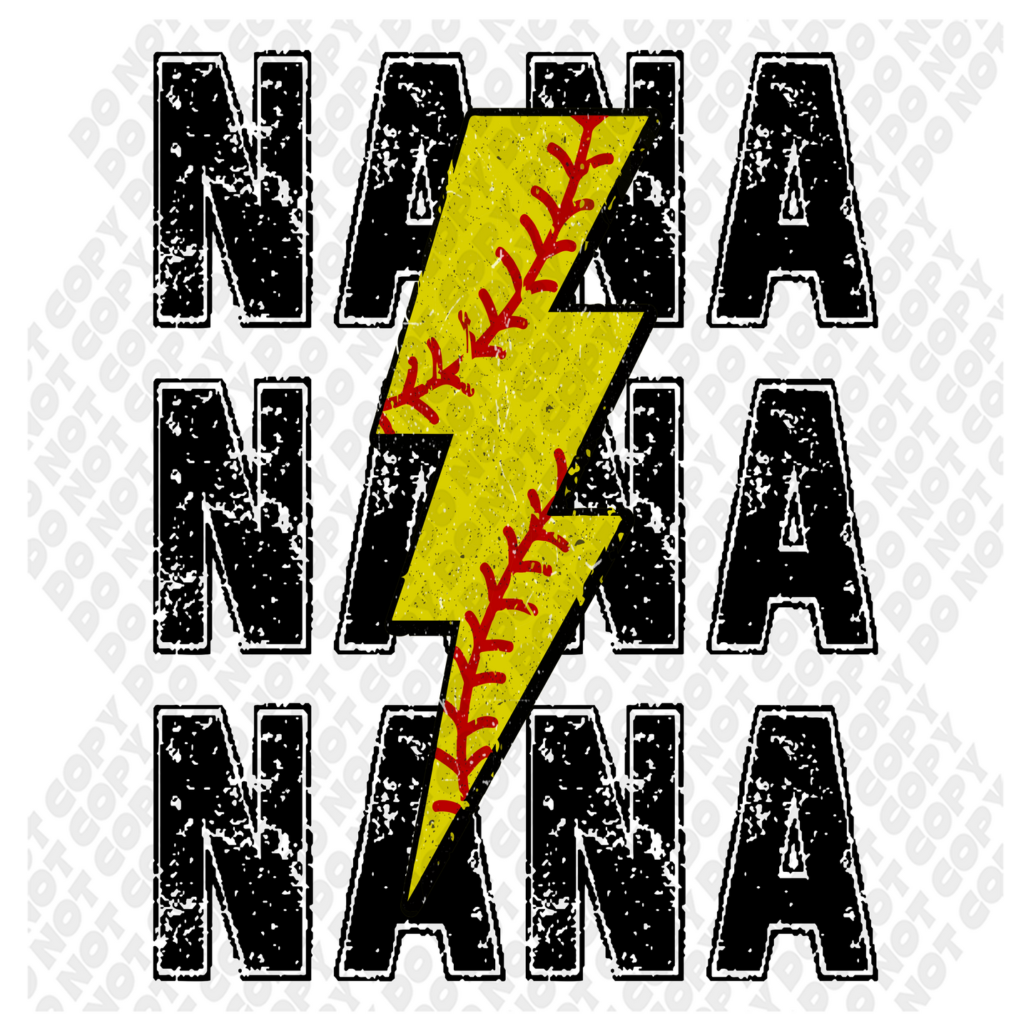 Softball Nana Bolt DTF Transfer