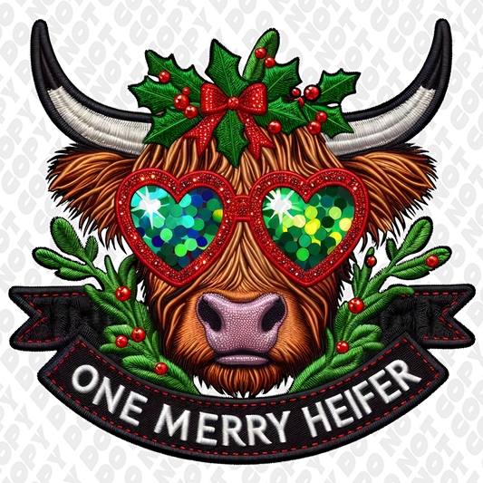 One Merry Heifer DTF Transfer