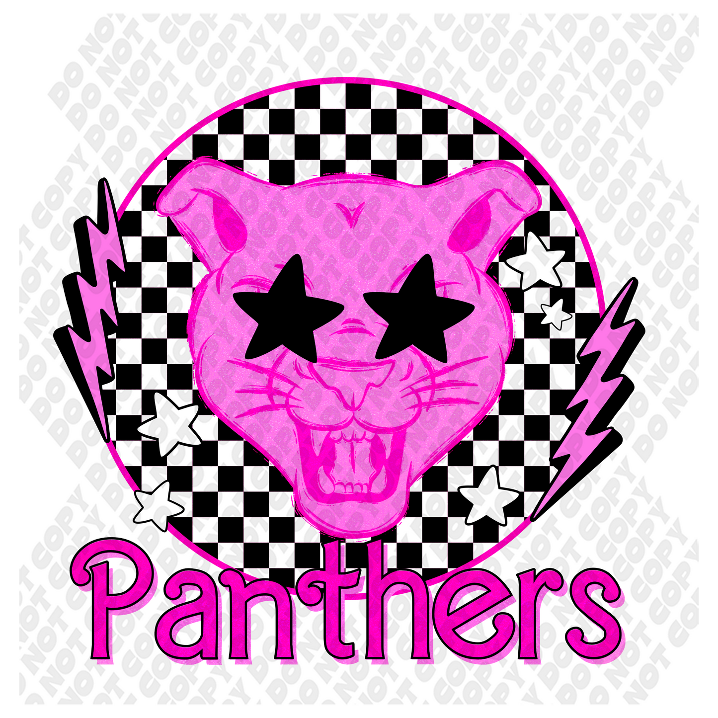 Pink Out Panthers Mascot DTF Transfer